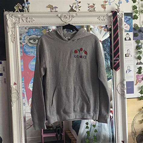 gucci x champion rose hoodie grey|original Gucci hoodie.